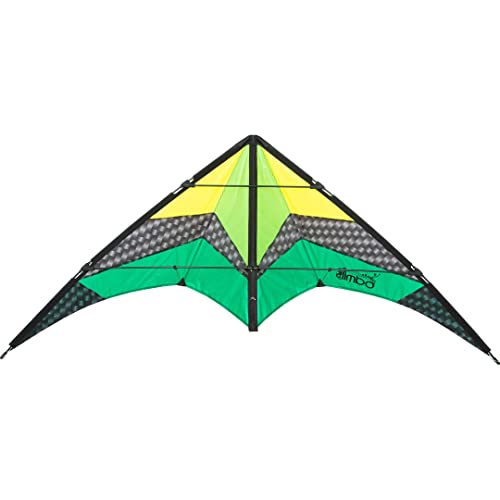 HQ Design - Limbo II Lenkdrachen Zweileiner Flugdrachen Allround Drachen für Kinder und Erwachsene ab 10 Jahren 67x155cm inkl. 40kp Polyesterschnüre 2x20m 2-6 Bft (Emerald) von HQ HIGH QUALITY DESIGN