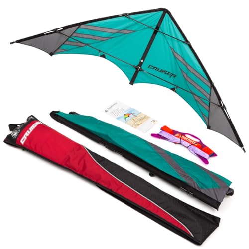 HQ Design - Cruiser Aqua Lenkdrachen Zweileiner Flugdrachen robust präzise Speed & Power, ab 14 Jahren, 74x194cm, inkl. 100kp Dyneemaschnüre 2x30m auf Winder mit Schlaufen, 3-7 Bft von HQ HIGH QUALITY DESIGN