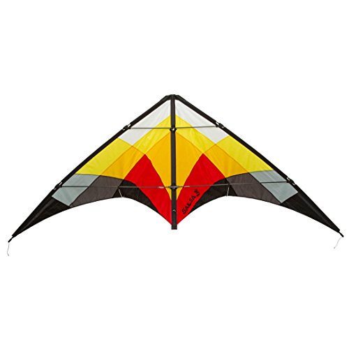 HQ Design - Salsa III Blaze Lenkdrachen Zweileiner Flugdrachen Allround Drachen für Kinder und Erwachsene ab 14 Jahre 80x188cm inkl. 50kp Dyneemaschnüre 2x25m auf Winder+Schlaufen 2-5 Bft von HQ HIGH QUALITY DESIGN