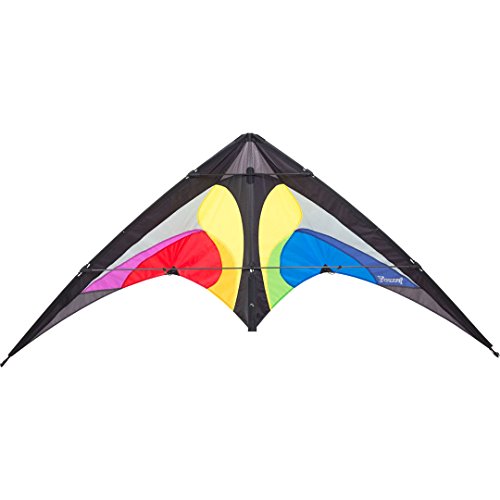 HQ Design - Yukon II Rainbow, Lenkdrachen Zweileiner Flugdrachen Allround Drachen für Kinder und Erwachsene ab 12 Jahren, 80x175cm, inkl. 50kp Dyneemaschnüre 2x20m auf Winder, 2-6 Bft von HQ HIGH QUALITY DESIGN