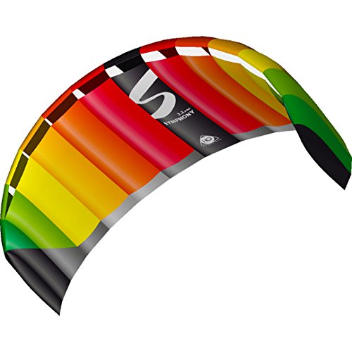 HQ HIGH QUALITY DESIGN Lenkmatte Lenkdrache Symphony Pro Zweileiner Matte Drachen für Kinder und Erwachsene inkl. Dyneemaschnüre auf Winder mit Schlaufen 2-6 Bft (2.2 Rainbow) von HQ HIGH QUALITY DESIGN