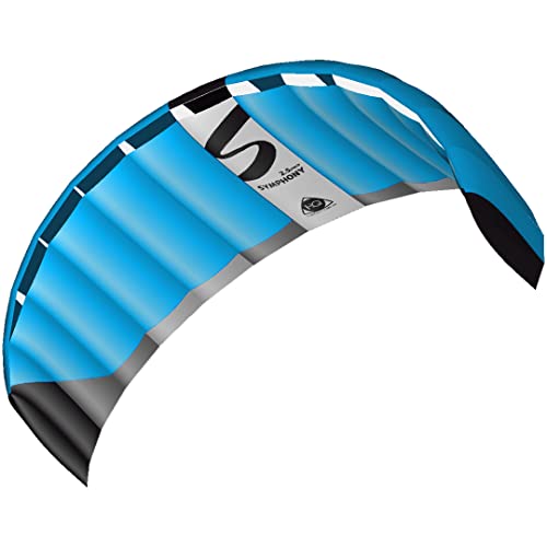 HQ HIGH QUALITY DESIGN Lenkmatte Lenkdrache Symphony Pro Zweileiner Matte Drachen für Kinder und Erwachsene inkl. Dyneemaschnüre auf Winder mit Schlaufen 2-6 Bft (2.5 Neon Blue) von HQ HIGH QUALITY DESIGN