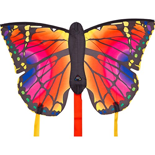 HQ Design - Butterfly Kite inkl. Drachenschwanz, Kinderdrachen Flugdrachen Einleiner Drachen zum steigen Lassen, wenig Wind, ab 5 Jahren, inkl. Polyesterschnur 40m auf Spule (Ruby, R) von HQ HIGH QUALITY DESIGN