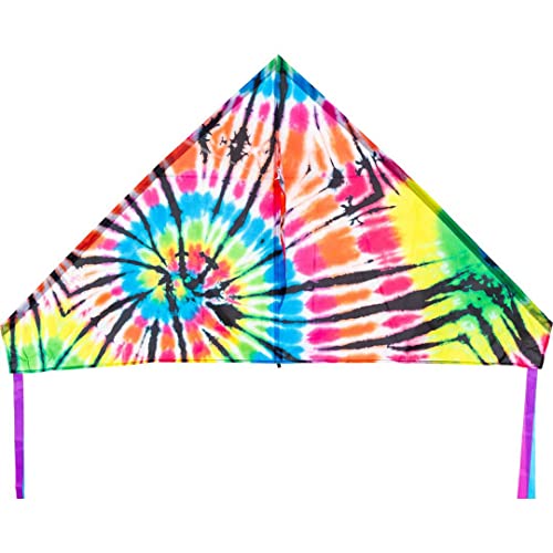 HQ Design - Delta 140cm, Kinderdrachen Flugdrachen Einleiner Drachen zum steigen Lassen, wenig Wind ab 5 Jahren, inkl. 17kp Polyesterschnur 40m auf Spule, 2-5 Bft (Tie Dye) von HQ HIGH QUALITY DESIGN