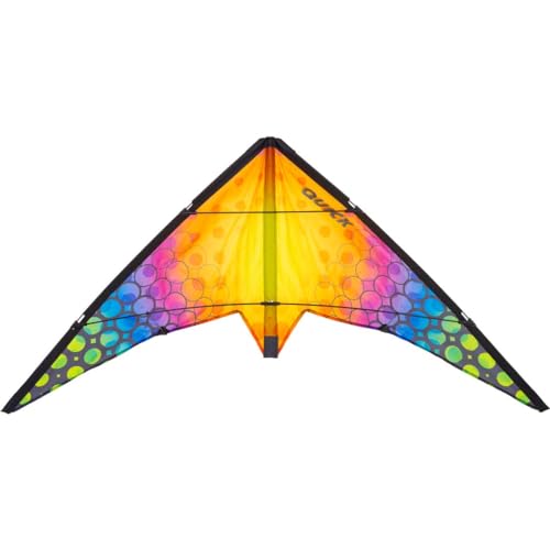 HQ Design Ecoline Quick Lenkdrachen Zweileiner Flugdrachen für Erwachsene und Kinder ab 8 Jahren, 56x115cm, inkl. 17kp Polyesterschnüre 2x30m auf Spulen, 2-5 Bft (Rainbow Bubbles) von HQ HIGH QUALITY DESIGN