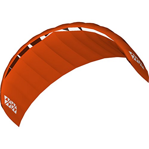 HQ HIGH QUALITY DESIGN HQ4-Kites 118103 - Alpha 2.5 Orange, Vierleiner Lenkmatte Handlekite, Fläche: 2.5qm, Spannweite: 300cm, inkl. 200/120kp Dyneemaschnüre 4x20m auf Quad-Handles, 3-26 Knoten von HQ HIGH QUALITY DESIGN