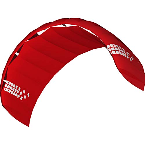 HQ4-Kites 118215 - Beamer 4.0 Red, Vierleiner Lenkmatte Handlekite, Fläche: 4.0qm, Spannweite: 374cm, inkl. 200/120kp Dyneemaschnüre 4x20m auf Quad-Handles, 3-24 Knoten von HQ HIGH QUALITY DESIGN