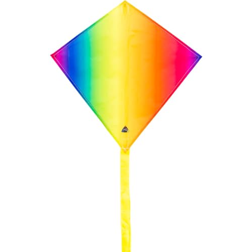 HQ Design Mini Eddy Rainbow, Kinderdrachen Drachen Flugdrachen Drachen zum steigen Lassen wenig Wind, ab 5 Jahre, 40x40cm+Drachenschwanz inkl. 15kp Polyesterschnur 15m auf Griff, 3-6 Bft von HQ HIGH QUALITY DESIGN