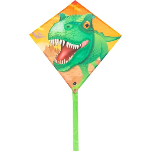 HQ Design Mini Eddy T-Rex, Kinderdrachen Drachen Flugdrachen Drachen zum steigen Lassen, wenig Wind, ab 5 Jahre, 40x40cm+Drachenschwanz inkl. 15kp Polyesterschnur 15m auf Griff, 3-6 Bft von HQ HIGH QUALITY DESIGN
