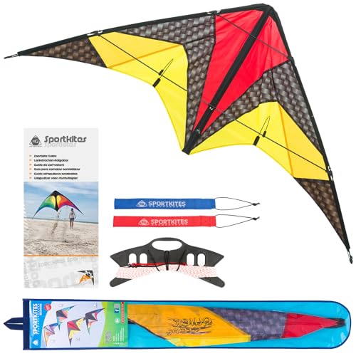 HQ Design - Quickstep II Graphite Lenkdrachen Zweileiner Flugdrachen Allround Drachen für Kinder und Erwachsene ab 10 Jahren, 60x135cm inkl. 20kp Polyesterschnur 2x20m auf Winder, 2-5 Bft von HQ HIGH QUALITY DESIGN
