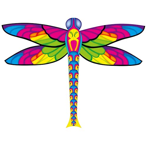 HQ Design Ecoline Dragonfly Kite Kinderdrachen Flugdrachen Einleiner, Drachen steigen Lassen, wenig Wind, ab 5 Jahren, 100x76cm, inkl. 17kp Polyesterschnur 25m auf Griff, 1.5-4 Bft von HQ HIGH QUALITY DESIGN