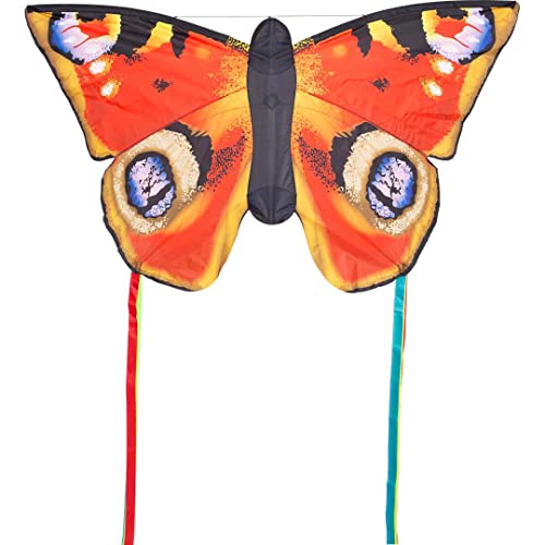 HQ Design 106545 - Butterfly Peacock L, Kinderdrachen Einleiner, ab 5 Jahren, 80x130cm und 2x600cm Drachenschwanz, inkl. 17kp Polyesterschnur 40m auf Spule, 2-5 Bft von HQ HIGH QUALITY DESIGN