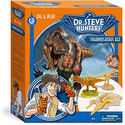 Geoworld 625324 - Dr. Steve Hunters Dig, Play Ausgrabungs-Set, Alter: 6+, T-Rex-Skelett 19.0 cm Spielfigur, Modellgröߟen: 12.0 cm von Dr. Steve Hunters