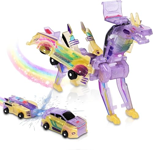 HQAYHSZD Dinosaur Collision Transforming Car Toy,Transformation Car Toy with Crash & Transform Feature ,for Boys and Girls | Party Gift for Birthday, Christmas (Blue) (Purple) von HQAYHSZD