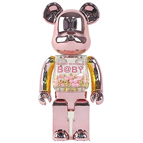 HQDFCNM 400% Bearbrick Blöcke Bär Spielzeug Sammlerstücke Skulpturen 28cm/11in(Pink Gold) von HQDFCNM