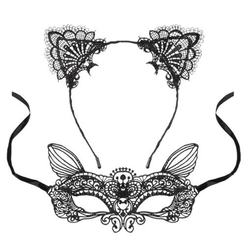 HQRKOTM 2er-Katzenohren Haarreif und Katzenmaske Cat Mask Masken Kostümask für Frauen Maskerade Masken Katzenkostüm Damen Zubehör Make Up Party Favor HQRKOTM 2er-Katzenohren Haarreif und Katzenmaske Cat Mask Masken Kostümask für Frauen Maskerade Masken Katzenkostüm Damen Zubehör Make Up Party Favor von HQRKOTM