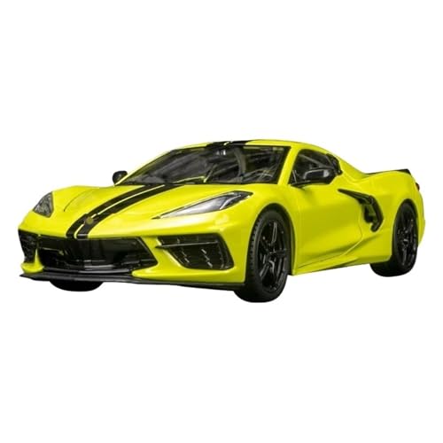 1:24 Für Corvette C8 2020 Leichtmetallauto Modell Sport Dekoration Tür und Motorhaube Kofferraum können geöffnet werden (gelb) von HQRTYBI