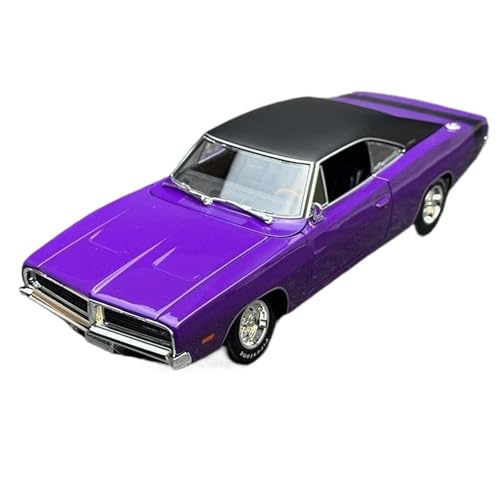 HQRTYBI 1:18 für Challenger Warhorse R/T 1969 Serie Simulation Legierung Miniatur-Druckguss-Auto-Modell Custom Present (Lila) von HQRTYBI