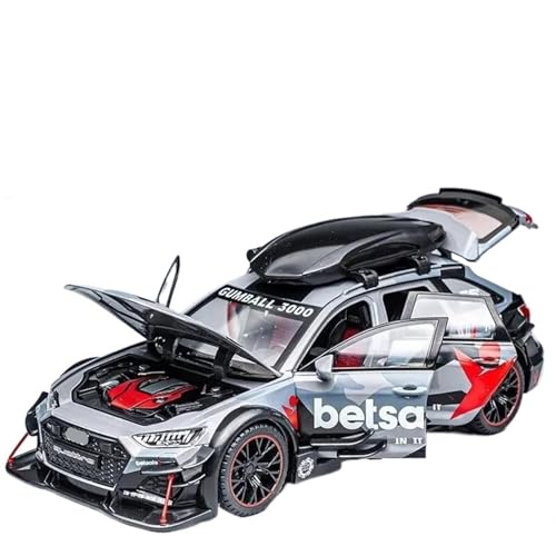 HQRTYBI 1:24 for RS6 Racing Modellauto Aus Druckgusslegierung – Stilvolles Sammlerstück, for Den Freund, Ausstellungswürdiges Sammlerstück(Gray) von HQRTYBI