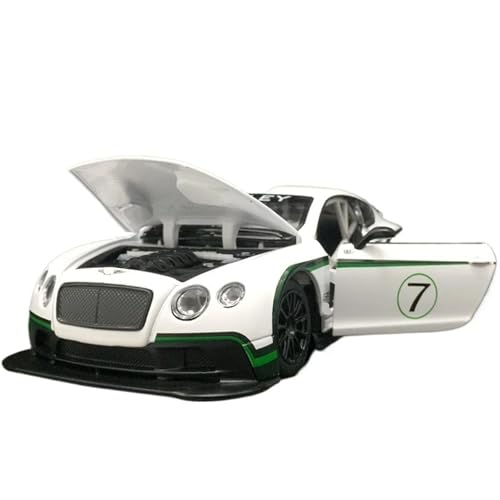 HQRTYBI 1:24 für Continental GT3 Rallye-Auto-Modelltüren aus Legierung, zum Öffnen der akustisch-optischen feinen Verarbeitung (weiß) von HQRTYBI