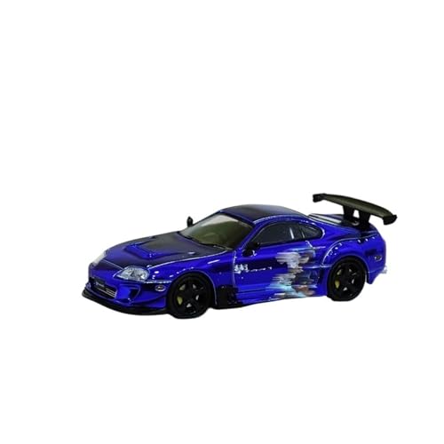 HQRTYBI 1:64 für Supra A80 Z Pandem-Legierung, Modellauto, galvanisierte Lackoberfläche (blau) von HQRTYBI