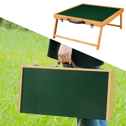HQYMXYGEUR Mahjong-Tisch Tragbarer hölzerner Mahjong-Tisch klappbar,klappbarer Kartenspieltisch mit grüner Tischplatte,quadratischer 4-Spieler-Kartentischständer von HQYMXYGEUR