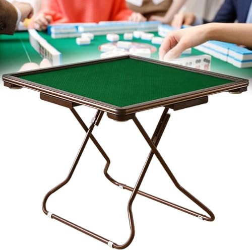 HQYMXYGEUR Mahjong-Tisch klappbar,quadratischer 4-Spieler-Klappkartentisch,verschleißfester Desktop,mit Getränkehaltern und Schubladen,für Tisch,Brettspiel,Camping(Rosegold) von HQYMXYGEUR