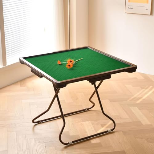 HQYMXYGEUR Multifunktions-Klapptisch,quadratischer Klappkartentisch mit Schubladen und Getränkehaltern,verschleißfester Desktop-Majiang-Tisch für Poker,Mahjong,Brettspiele(Brown) von HQYMXYGEUR