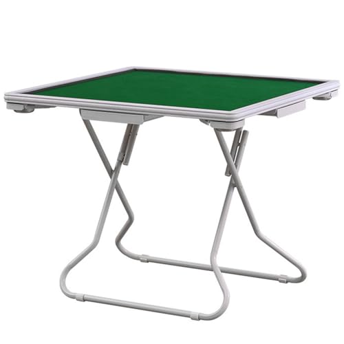 HQYMXYGEUR Tragbarer klappbarer Mahjong-Tisch,quadratischer Kartentisch,mit Getränkehaltern und Kleiner Schublade,für Pokerkarten,Mahjong,Brettspiele(White) von HQYMXYGEUR