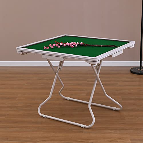 Mahjong-Tisch,35 klappbarer quadratischer Kartentisch mit 4 Getränkehalter4 Schubladen | Pokerkarten,Mahjong,Brettspiele | Verschleißfester Schreibtisch | Langlebiges und praktisches Design(E) von HQYMXYGEUR