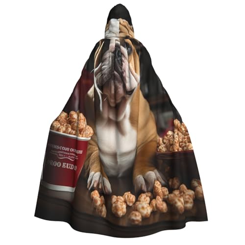 HQaxsfQxnr Kapuzenumhang Halloween Kapuzenumhang Bulldogge Popcorn Kapuzenmantel Herren Damen Halloween Umhang Cosplay Kostüme von HQaxsfQxnr