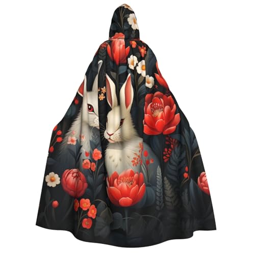 HQaxsfQxnr Kapuzenumhang Halloween Kapuzenumhang Helle Hasen und Blumen Kapuzenmantel Herren Damen Halloween Umhang Cosplay Kostüme von HQaxsfQxnr
