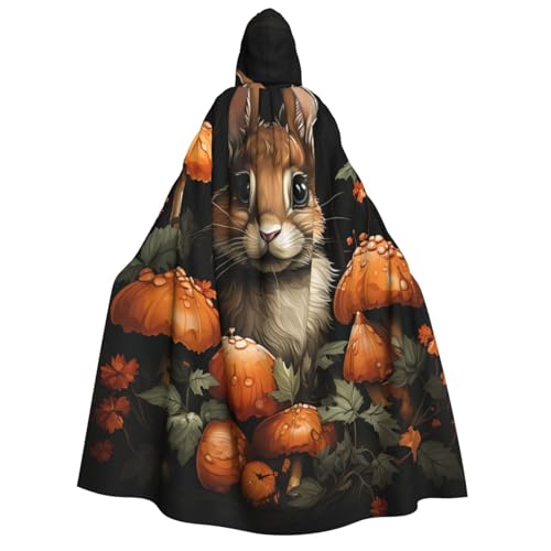 HQaxsfQxnr Kapuzenumhang Halloween Kapuzenumhang Kaninchen mit Pilzen Kapuzenmantel Herren Damen Halloween Umhang Cosplay Kostüme von HQaxsfQxnr