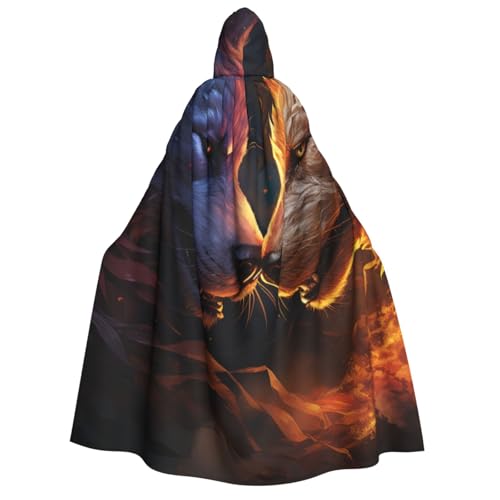 HQaxsfQxnr Kapuzenumhang Halloween Kapuzenumhang Kopf auf Feuer Kapuzenmantel Herren Damen Halloween Umhang Cosplay Kostüme von HQaxsfQxnr