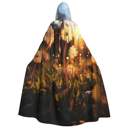 HQaxsfQxnr Kapuzenumhang Halloween Kapuzenumhang Löwenzahn unter Sonnenuntergang Kapuzenmantel Herren Damen Halloween Umhang Cosplay Kostüme von HQaxsfQxnr