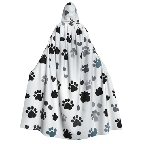 HQaxsfQxnr Kapuzenumhang Halloween Kapuzenumhang Tierpfotenabdrücke Kapuzenmantel Herren Damen Halloween Umhang Cosplay Kostüme von HQaxsfQxnr