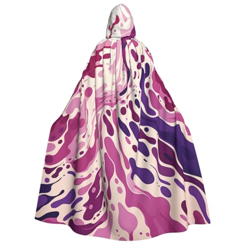 HQaxsfQxnr Kapuzenumhang Halloween Kapuzenumhang lila und rosa Muster Kapuzenmantel Herren Damen Halloween Umhang Cosplay Kostüme von HQaxsfQxnr