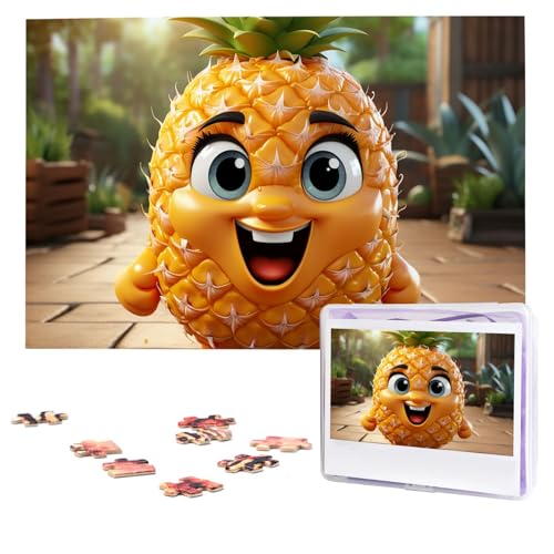 Puzzles, 1000 Teile, personalisierbar, Cartoon-Ananas-Fotopuzzle mit Aufbewahrungstasche, herausforderndes Bilderpuzzle für Erwachsene, Bilderpuzzle für Familie, Dekor-Puzzle, 74,9 x 50 cm von HQaxsfQxnr