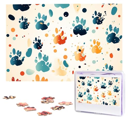 Puzzles, 1000 Teile, personalisierbar, Pfotenabdrücke, Fotopuzzle mit Aufbewahrungstasche, herausforderndes Bilderpuzzle für Erwachsene, Bilderpuzzle für Familie, Dekor-Puzzle, 74,9 x 50 cm von HQaxsfQxnr