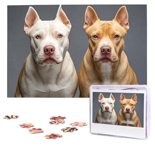 Puzzles, 1000 Teile, personalisierbar, Pitbull-Hunde, Fotopuzzle mit Aufbewahrungstasche, herausforderndes Bilderpuzzle für Erwachsene, Bilderpuzzle für Familie, Dekor-Puzzle, 74,9 x 50 cm von HQaxsfQxnr
