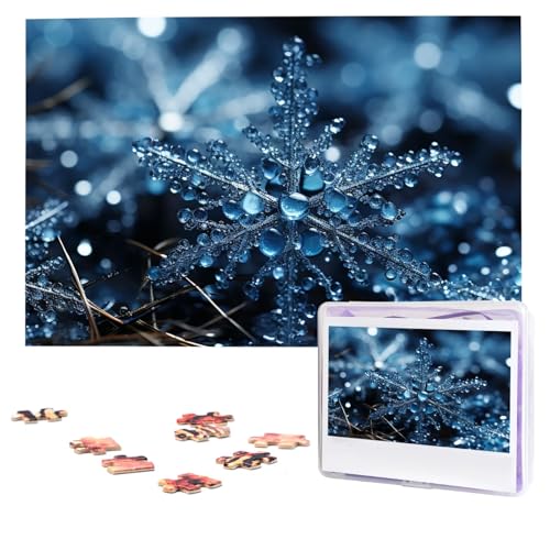 Puzzles, 1000 Teile, personalisierbar, blaue Schneeflocke, Fotopuzzle mit Aufbewahrungstasche, herausforderndes Bilderpuzzle für Erwachsene, Bilderpuzzle für Familie, Dekor-Puzzle, 74,9 x 50 cm von HQaxsfQxnr