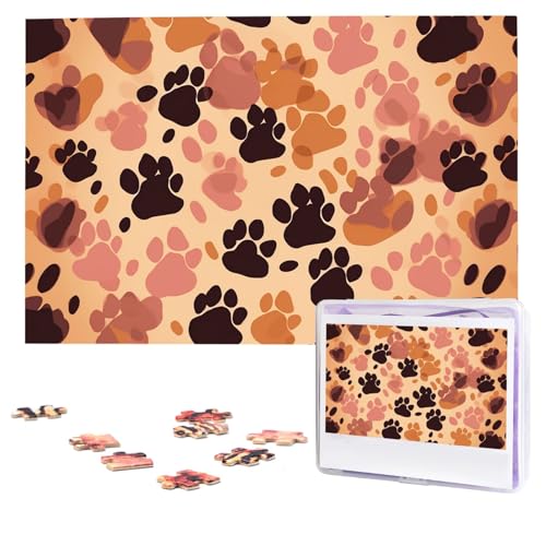 Puzzles, 1000 Teile, personalisierbar, braune Pfoten, Fotopuzzle mit Aufbewahrungstasche, herausforderndes Bilderpuzzle für Erwachsene, Bilderpuzzle für Familie, Dekor-Puzzle, 74,9 x 50 cm von HQaxsfQxnr