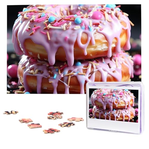 Puzzles, 1000 Teile, personalisierbar, verführerische Donuts, Fotopuzzle mit Aufbewahrungstasche, herausforderndes Bilderpuzzle für Erwachsene, Bilderpuzzle für Familie, Dekor-Puzzle, 74,9 x 50 cm von HQaxsfQxnr