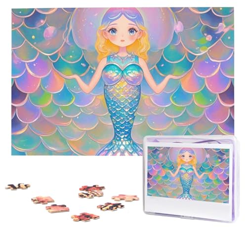 Puzzles, 1000 Teile, personalisierbar, verträumter Farbverlauf, Meerjungfrauenschuppen, Fotopuzzle mit Aufbewahrungstasche, herausforderndes Bilderpuzzle für Erwachsene, Bilderpuzzle für Familie, von HQaxsfQxnr