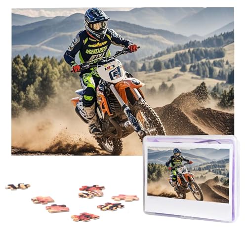 Puzzles, 1000 Teile, personalisiertes Motocross-Fotopuzzle mit Aufbewahrungstasche, herausforderndes Bilderpuzzle für Erwachsene, Bilderpuzzle für Familie, Dekor-Puzzle, 74,9 x 50 cm von HQaxsfQxnr