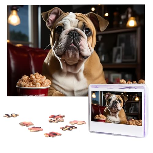 Puzzles, 1000 Teile, personalisiertes Puzzle, Bulldogge, Popcorn-Fotopuzzle mit Aufbewahrungstasche, herausforderndes Bilderpuzzle für Erwachsene, Bilderpuzzle für Familie, Dekor-Puzzle, 74,9 x 50 cm Puzzles, 1000 Teile, personalisiertes Puzzle, Bulldogge, Popcorn-Fotopuzzle mit Aufbewahrungstasche, herausforderndes Bilderpuzzle für Erwachsene, Bilderpuzzle für Familie, Dekor-Puzzle, 74,9 x 50 cm von HQaxsfQxnr