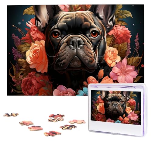 Puzzles, 1000 Teile, personalisiertes Puzzle, Bulldogge und Blumen, Fotopuzzle mit Aufbewahrungstasche, herausforderndes Bilderpuzzle für Erwachsene, Bilderpuzzle für Familie, Dekor-Puzzle, 74,9 x 50 Puzzles, 1000 Teile, personalisiertes Puzzle, Bulldogge und Blumen, Fotopuzzle mit Aufbewahrungstasche, herausforderndes Bilderpuzzle für Erwachsene, Bilderpuzzle für Familie, Dekor-Puzzle, 74,9 x 50 von HQaxsfQxnr