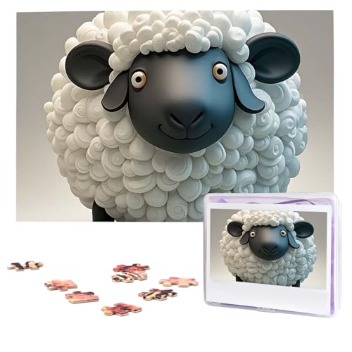 Puzzles, 1000 Teile, personalisiertes Puzzle, Cartoon, schwarz-weißes Schaf, Fotopuzzle mit Aufbewahrungstasche, anspruchsvolles Bilderpuzzle für Erwachsene, Bilderpuzzle für Familie, Dekor-Puzzle, von HQaxsfQxnr