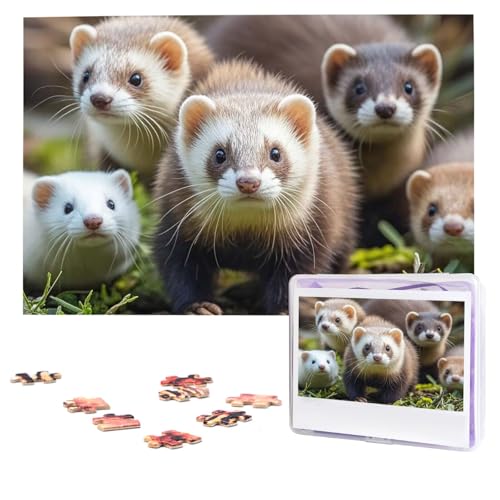 Puzzles, 1000 Teile, personalisiertes Puzzle, Frettchen, Fotopuzzle mit Aufbewahrungstasche, herausforderndes Bilderpuzzle für Erwachsene, Bilderpuzzle für Familie, Dekor-Puzzle, 74,9 x 50 cm von HQaxsfQxnr