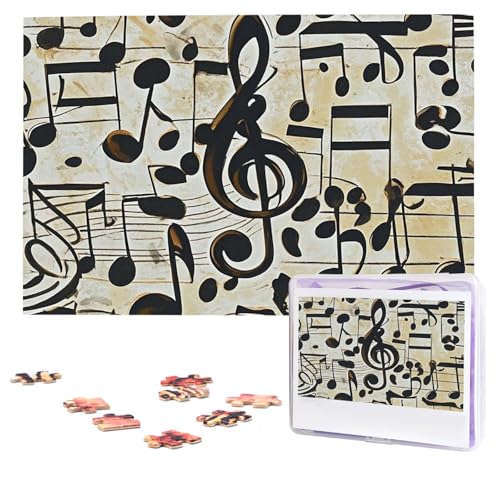 Puzzles, 1000 Teile, personalisiertes Puzzle, Musiknoten-Druck, Fotopuzzle mit Aufbewahrungstasche, anspruchsvolles Bilderpuzzle für Erwachsene, Bilderpuzzle für Familie, Dekor-Puzzle, 74,9 x 50 cm von HQaxsfQxnr